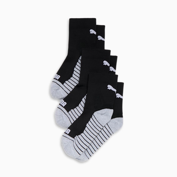 Big Kids' Low Crew Socks [3 Pairs], BLACK / WHITE, extralarge